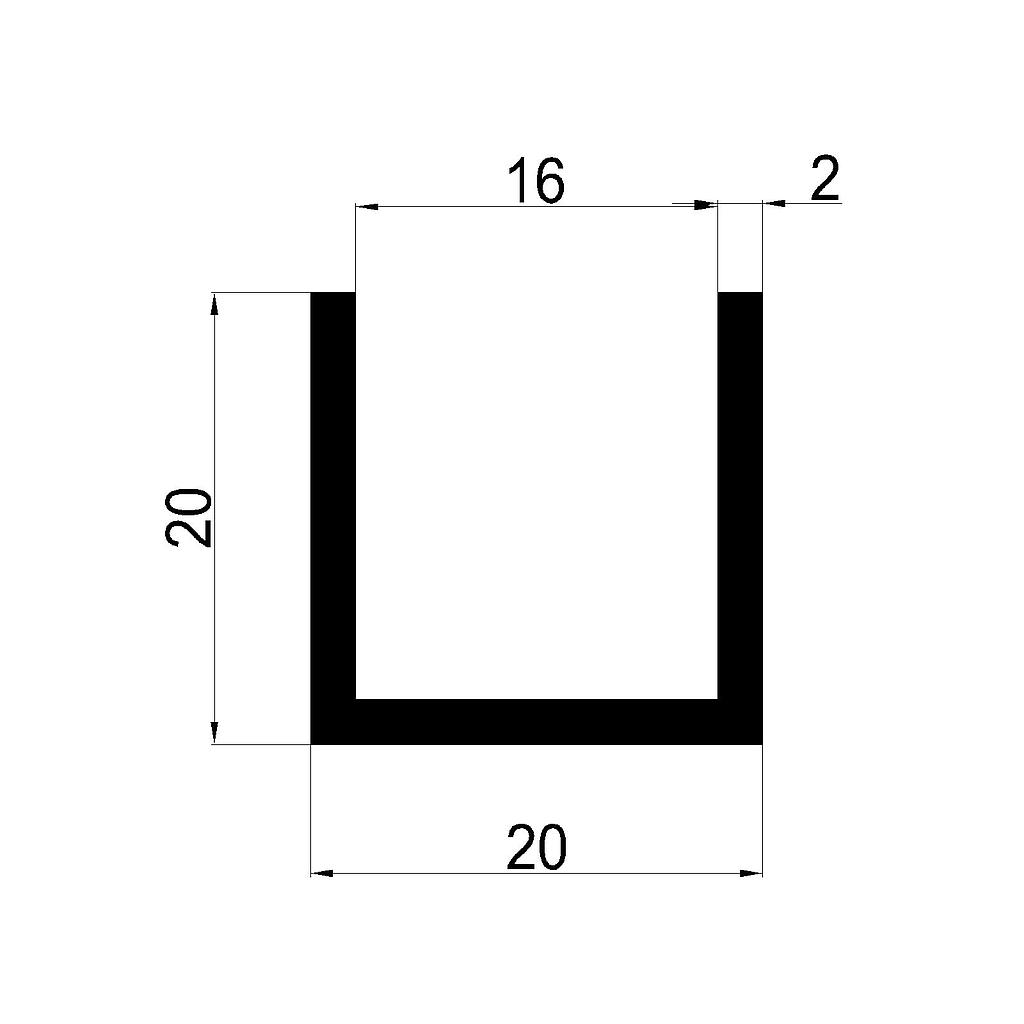 U 20x20x2mm, 16 INTERIOR